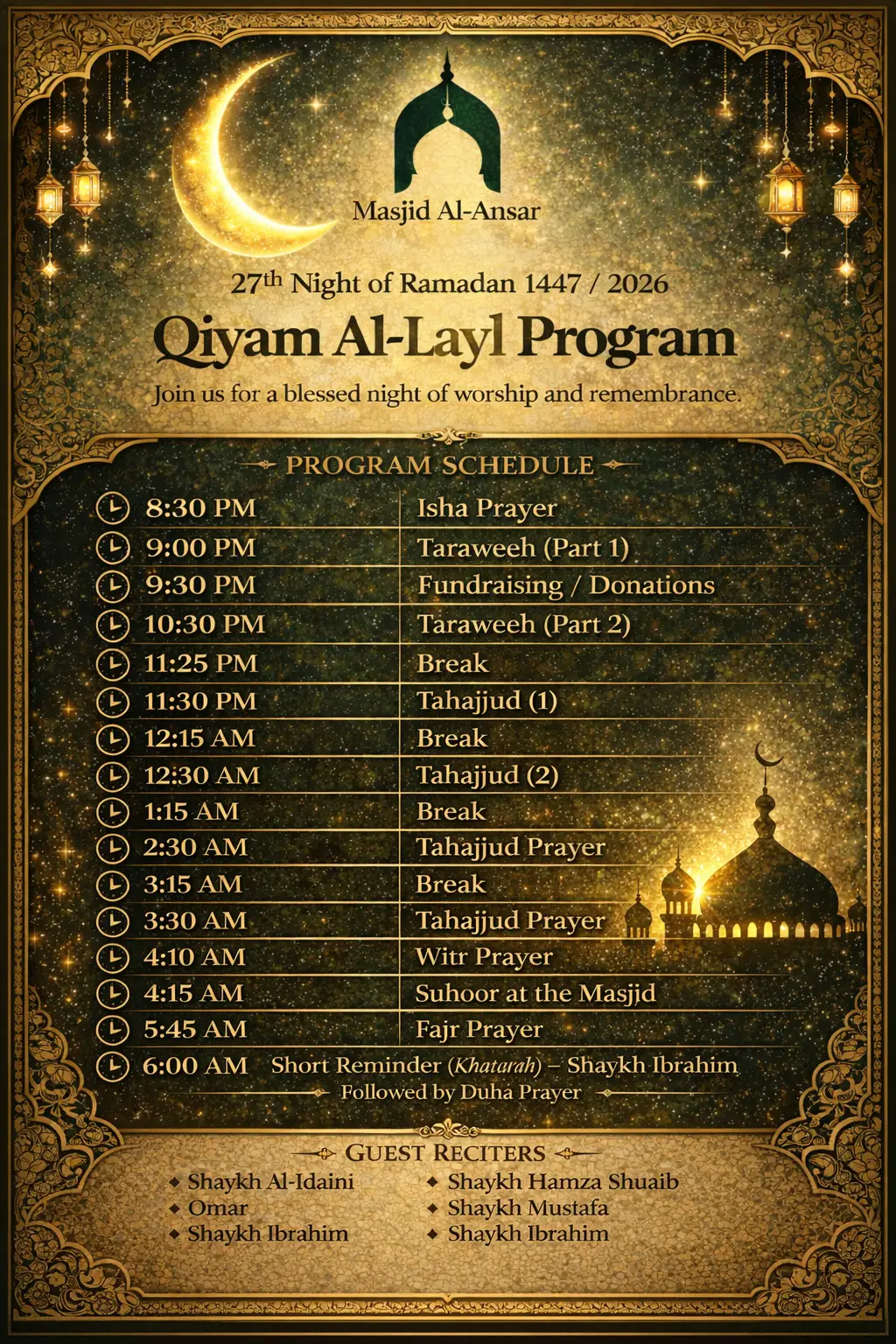 Qiyam Al-Layl Program