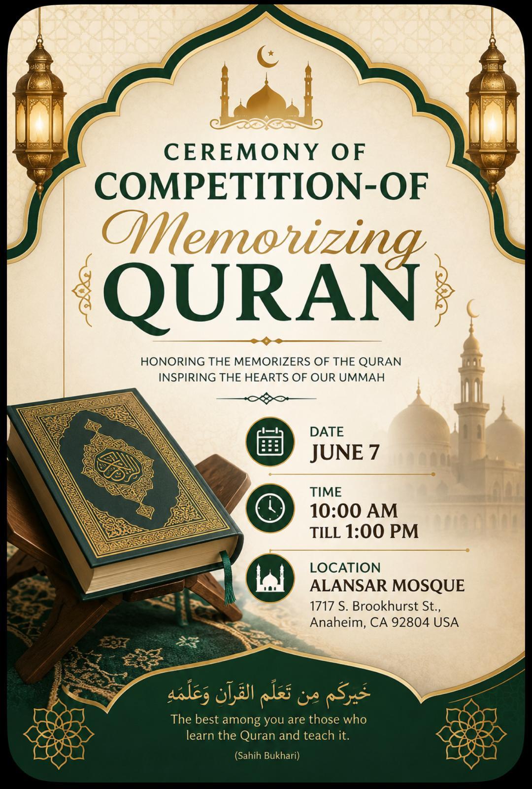 Ceremony Of Competition Of Memorizing Quran