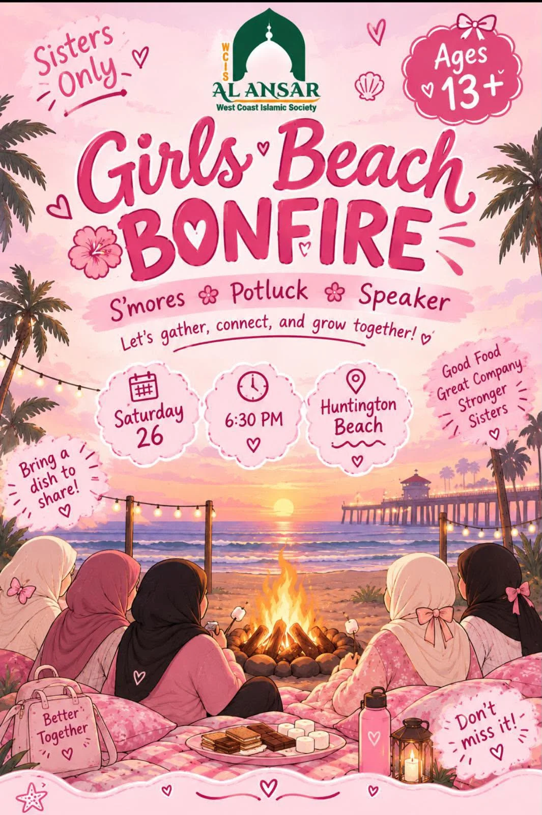 Girls Beach Bonfire